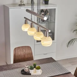 hofstein Suspension Warga LED Nickel mat, 4 lumières