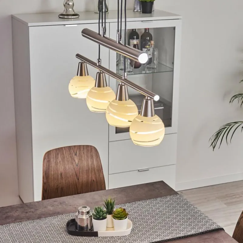 hofstein Suspension Warga LED Nickel mat, 4 lumières