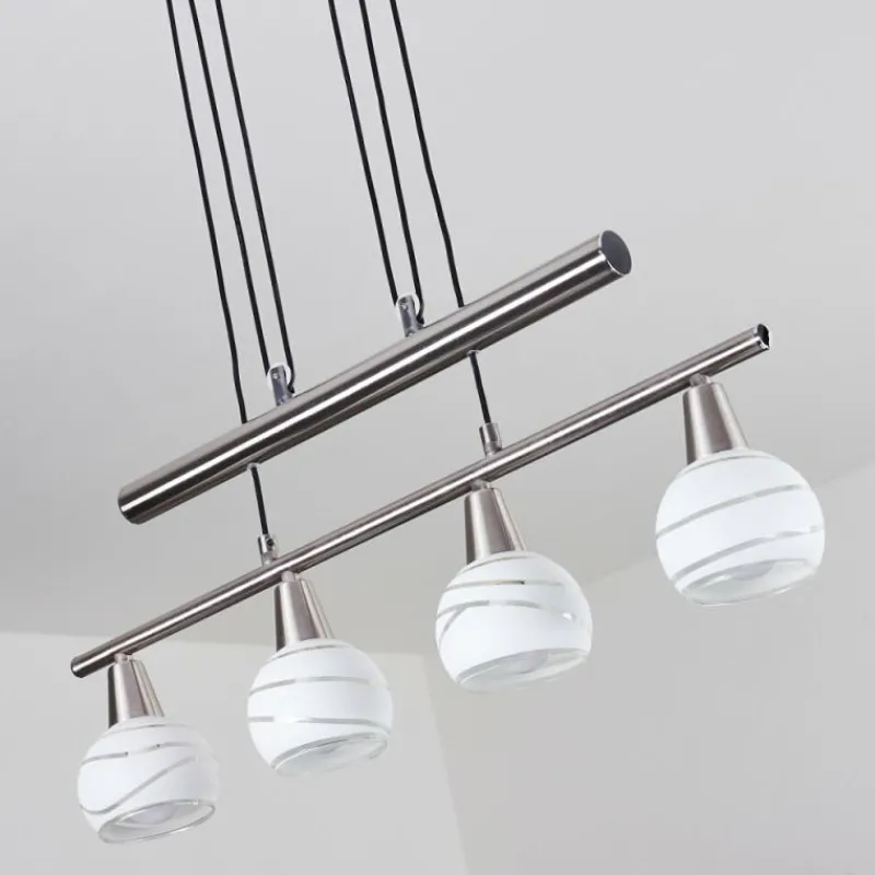 hofstein Suspension Warga LED Nickel mat, 4 lumières