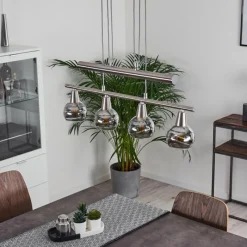 hofstein Suspension Warga LED Nickel mat, 4 lumières