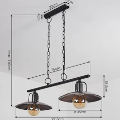 Luminaires Rustiques-hofstein Suspension Weissport Noir, 2 lumières