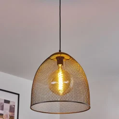 Lampes Industrielles-hofstein Suspension Wesa Brun foncé, Nickel mat, 1 lumière