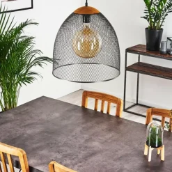 Lampes Industrielles-hofstein Suspension Wesa Brun foncé, Nickel mat, 1 lumière