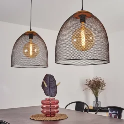 Lampes Vintages & Rétros-hofstein Suspension Wesa Noir, 2 lumières