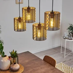 Lampes Vintages & Rétros-hofstein Suspension Westlake Noir, 4 lumières