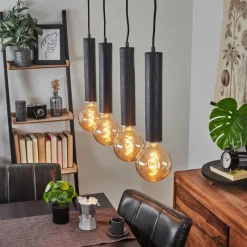 Luminaires Scandinaves-hofstein Suspension Wheelwright Noir, 4 lumières