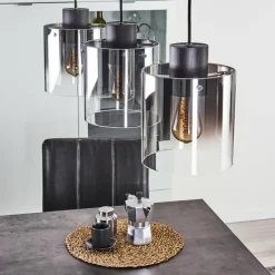 Suspension Verre Fumé-hofstein Suspension Wichit Noir, 3 lumières