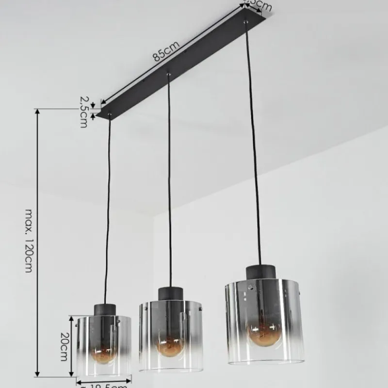 hofstein Suspension Wichita Noir, 3 lumières