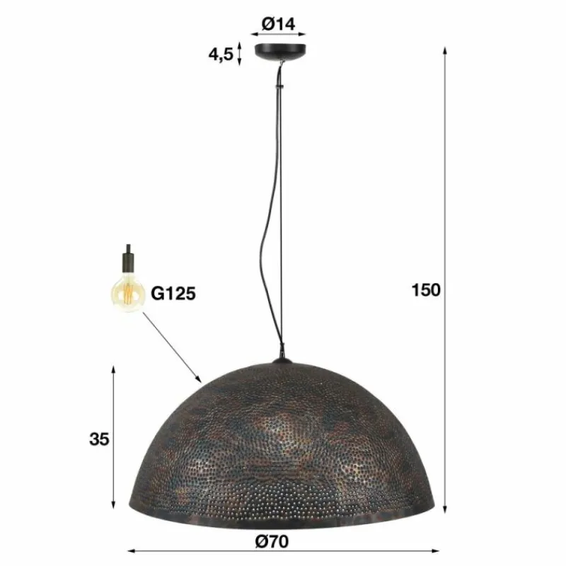 Lampes Industrielles-hofstein Suspension Wildervanksterdallen Brun, Noir, 3 lumières