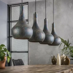 Lampes Industrielles-hofstein Suspension Wildervanksterdallen Brun, Noir, 4 lumières