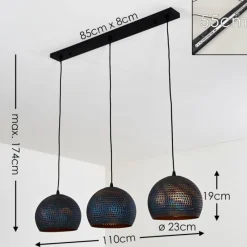 Luminaires Orientaux-hofstein Suspension Wildervanksterdallen Noir, 3 lumières
