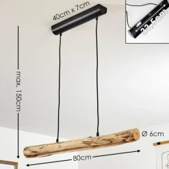 Luminaires Rustiques-hofstein Suspension Winterthur LED Bois clair, Noir, 1 lumière