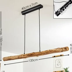 Luminaires Rustiques-hofstein Suspension Winterthur LED Bois clair, Noir, 1 lumière