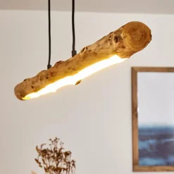 Luminaires Rustiques-hofstein Suspension Winterthur LED Bois clair, Noir, 1 lumière