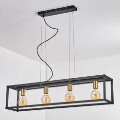 Lampes Industrielles-hofstein Suspension Woden Noir, 4 lumières