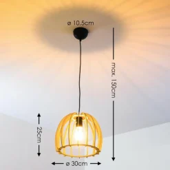 Lampes En Bois-hofstein Suspension Wutt Bois clair, Noir, 1 lumière