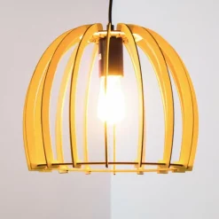 Lampes En Bois-hofstein Suspension Wutt Bois clair, Noir, 1 lumière