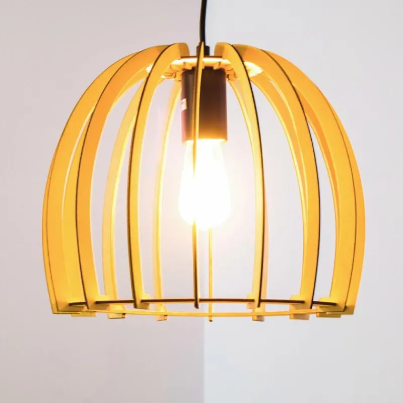 Lampes En Bois-hofstein Suspension Wutt Bois clair, Noir, 1 lumière