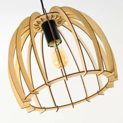 Lampes En Bois-hofstein Suspension Wutt Bois clair, Noir, 1 lumière