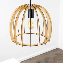 Lampes En Bois-hofstein Suspension Wutt Bois clair, Noir, 1 lumière
