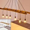 Lampes Vintages & Rétros-hofstein Suspension Yaak Bois clair, Noir, 6 lumières