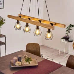 Luminaires Scandinaves-hofstein Suspension Yaak Bois foncé, Noir, 4 lumières