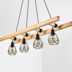 Luminaires Scandinaves-hofstein Suspension Yaak Bois foncé, Noir, 4 lumières
