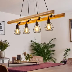 Luminaires Scandinaves-hofstein Suspension Yaak Bois foncé, Noir, 4 lumières