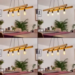 Luminaires Scandinaves-hofstein Suspension Yaak Bois foncé, Noir, 4 lumières