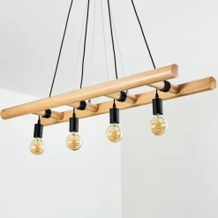 Luminaires Scandinaves-hofstein Suspension Yaak Bois foncé, Noir, 4 lumières