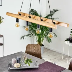 Luminaires Scandinaves-hofstein Suspension Yaak Bois foncé, Noir, 4 lumières