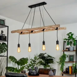Lampes Vintages & Rétros-hofstein Suspension Yaak Brun, Noir, 4 lumières
