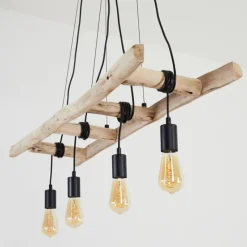 Lampes Vintages & Rétros-hofstein Suspension Yaak Brun, Noir, 4 lumières