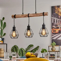 Luminaires Scandinaves-hofstein Suspension Yaak Écru, Noir, 3 lumières