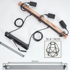 Luminaires Scandinaves-hofstein Suspension Yaak Écru, Noir, 3 lumières