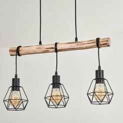 Luminaires Scandinaves-hofstein Suspension Yaak Écru, Noir, 3 lumières