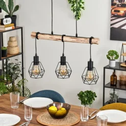 Luminaires Scandinaves-hofstein Suspension Yaak Écru, Noir, 3 lumières