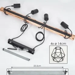 hofstein Suspension Yaak Écru, Noir, 4 lumières