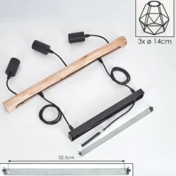 hofstein Suspension Yaak Écru, Noir, 3 lumières