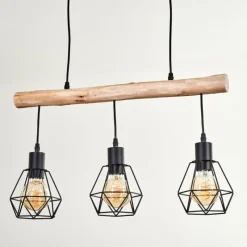 hofstein Suspension Yaak Écru, Noir, 3 lumières