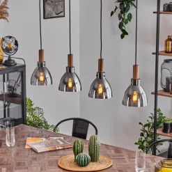 hofstein Suspension Yadekope Couleur bois, Noir, 4 lumières