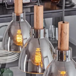 hofstein Suspension Yadekope Couleur bois, Noir, 4 lumières