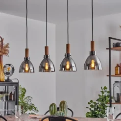 hofstein Suspension Yadekope Couleur bois, Noir, 4 lumières