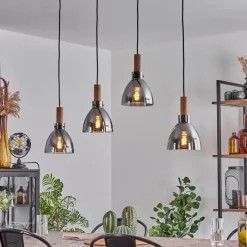 hofstein Suspension Yadekope Couleur bois, Noir, 4 lumières