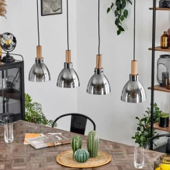 hofstein Suspension Yadekope Couleur bois, Noir, 4 lumières