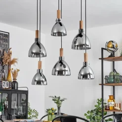 hofstein Suspension Yadekope Écru, Noir, 6 lumières