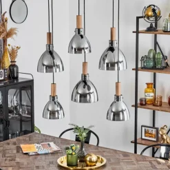 hofstein Suspension Yadekope Écru, Noir, 6 lumières