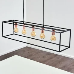 Lampes Vintages & Rétros-hofstein Suspension Yuhigaoka Cuivre, Noir, 5 lumières