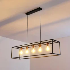 Lampes Vintages & Rétros-hofstein Suspension Yuhigaoka Cuivre, Noir, 5 lumières