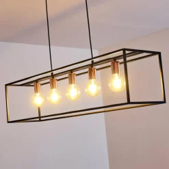 Lampes Vintages & Rétros-hofstein Suspension Yuhigaoka Cuivre, Noir, 5 lumières